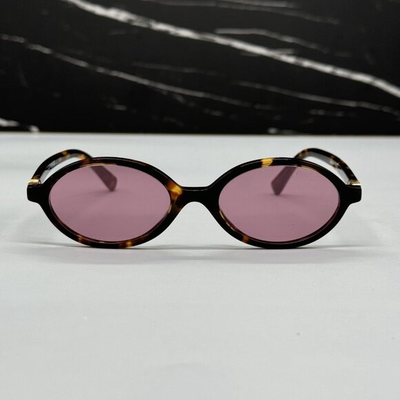 NEW MIU MIU MU04ZS VAU50D OVAL WOMEN MIU MIU SUNGLASSES HAVANA PINK MU04ZSF - Picture 3 of 12